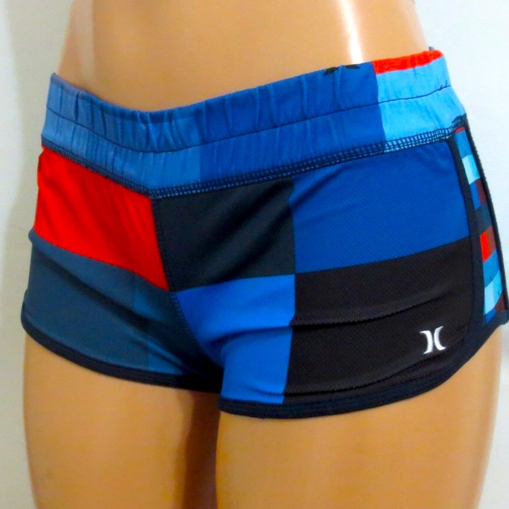 Hurley Women's Colorblock Shorts - Blue, Red, Black